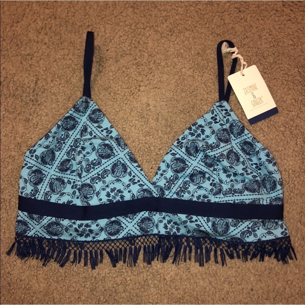 Jasmine & Ginger blue bra with fringe, Large